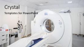  Presentation with mri - Cool new PPT theme with computed tomography axial - mri machine in hospital backdrop and a light gray colored foreground