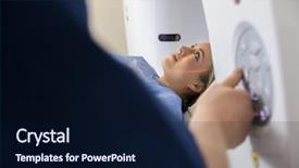  Presentation with patient - Presentation design featuring patient undergoing ct scan while background and a navy blue colored foreground