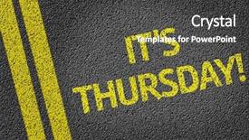  Presentation with road detour - Presentation design enhanced with yesterday today tomorrow - it's thursday written background and a dark gray colored foreground