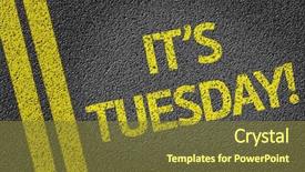  Presentation with off road - Slide set with yesterday today tomorrow - it's tuesday written background and a tawny brown colored foreground