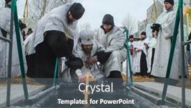  Presentation with holy celebration - Presentation theme featuring tomsk-west-siberia-russia-jan background and a gray colored foreground
