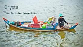  Presentation with rowing - Beautiful slide deck featuring ton-le-sap-cambodia-nov backdrop and a sky blue colored foreground