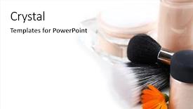  Presentation with basic - Colorful theme enhanced with tonality - basic make-up products isolated backdrop and a  colored foreground