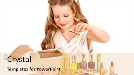  Presentation with cosmetics - Presentation design featuring tonality - child cosmetics little girl applying background and a lemonade colored foreground