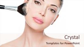  Presentation with foundation - PPT theme with tonality - closeup portrait of a woman background and a  colored foreground