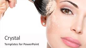  Presentation with dry - PPT theme with tonality - closeup portrait of a woman background and a sky blue colored foreground