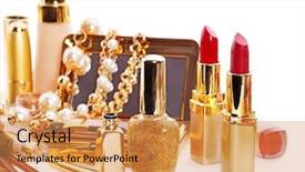  Presentation with cosmetics - PPT theme enhanced with tonality - decorative cosmetics for makeup isolated background and a yellow colored foreground