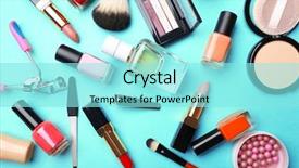  Presentation with manicure - Beautiful PPT theme featuring tonality - decorative makeup cosmetics and manicure backdrop and a arctic colored foreground
