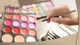  Presentation with female - Cool new PPT theme with tonality - female hand with palette backdrop and a coral colored foreground
