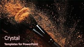  Presentation with makeup - Audience pleasing PPT theme consisting of tonality - makeup brush with cosmetic powder backdrop and a wine colored foreground