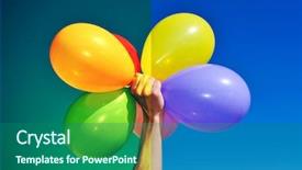  Presentation with balloons - Presentation consisting of tonality - man holding a bunch background and a ocean colored foreground