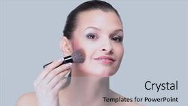  Presentation with cosmetic - Colorful presentation theme enhanced with tonality - woman applying dry cosmetic tonal backdrop and a lemonade colored foreground