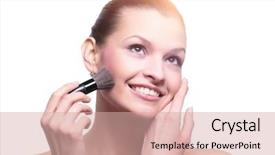  Presentation with cosmetic dan kecantikan - Slide set having tonality - woman applying dry cosmetic tonal background and a coral colored foreground