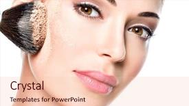  Presentation with cosmetic - Presentation theme with tonality - woman applying dry cosmetic tonal background and a lemonade colored foreground