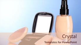  Presentation with sponges - Beautiful presentation theme featuring tone cream and face powder sponges on a blue background backdrop and a lemonade colored foreground