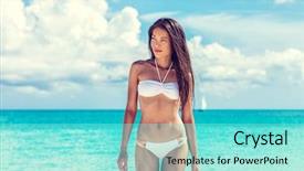  Presentation with slim body - Audience pleasing PPT theme consisting of toned abs and slim bikini backdrop and a seafoam green colored foreground