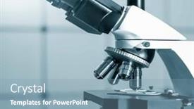  Presentation with scientific - Audience pleasing presentation design consisting of toned-photo-of-scientific-trinocular backdrop and a teal colored foreground