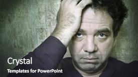  Presentation with happy sad face man - PPT theme consisting of toned portrait of sad man background and a  colored foreground