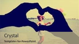  Presentation with hands heart - Colorful slides enhanced with toned with a retro vintage backdrop and a mint green colored foreground