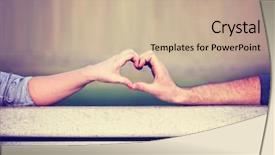  Presentation with shape heart - PPT theme consisting of toned with a retro vintage background and a soft green colored foreground