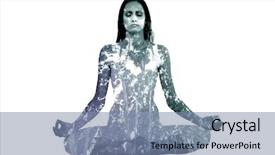  Presentation with lotus - Audience pleasing presentation theme consisting of toned woman in lotus pose at fitness studio against low angle view of trees backdrop and a seafoam green colored foreground