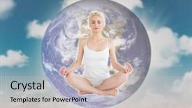  Presentation with blue eyes - Beautiful PPT theme featuring eyes closed against blue sky backdrop and a soft green colored foreground