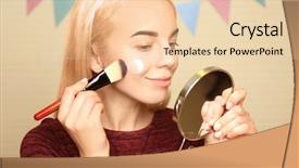  Presentation with cream - Cool new slides with toner - beautiful young woman applying moisturizing backdrop and a lemonade colored foreground