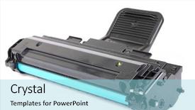  Presentation with laser - Slide deck consisting of toner - new laser printer cartridge background and a arctic colored foreground