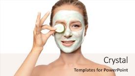  Presentation with facial - Slides enhanced with toner - young woman with facial mask background and a lemonade colored foreground