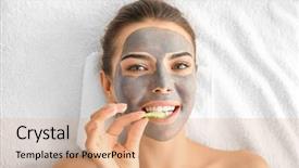  Presentation with spa salon - Cool new slides with toner - young woman with facial mask backdrop and a coral colored foreground
