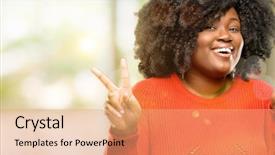  Presentation with security camera protection - Presentation consisting of tong and making victory sign background and a coral colored foreground