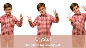  Presentation with eyes - Beautiful theme featuring tong and making victory sign backdrop and a coral colored foreground