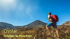  Presentation with walking trail - Amazing PPT theme having tongariro-national-park-alpine-crossing backdrop and a tawny brown colored foreground