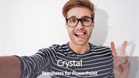  Presentation with egyptian man in make up - Amazing theme having tongue health - man in striped sweater backdrop and a dark gray colored foreground