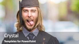  Presentation with long hair man - PPT layouts with tongue out happy with funny background and a  colored foreground