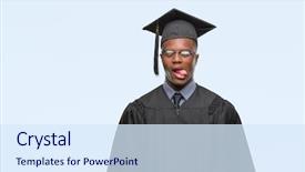  Presentation with american graduation african education - Audience pleasing presentation consisting of tongue out happy with funny backdrop and a  colored foreground