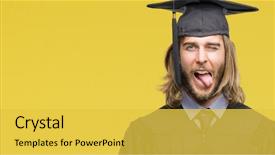  Presentation with long hair man - Audience pleasing theme consisting of tongue out happy with funny backdrop and a  colored foreground