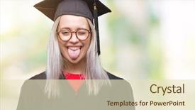  Presentation with young woman diagnosis of sti - Slide deck featuring tongue out happy with funny background and a  colored foreground