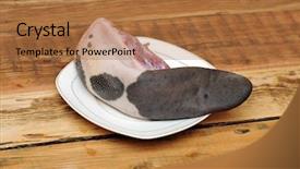  Presentation with meat food - Audience pleasing slide deck consisting of tongue-raw-meat-food backdrop and a coral colored foreground