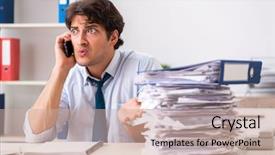  Presentation with busy work - Amazing slide set having too much work and paperwork backdrop and a soft green colored foreground