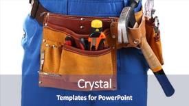  Presentation with foreman - Presentation theme featuring tool belt - foreman isolated on white background and a ocean colored foreground