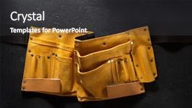  Presentation with tool belt tools - Cool new slide deck with tool belt on black background backdrop and a dark gray colored foreground
