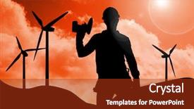  Presentation with handyman - Audience pleasing theme consisting of tool belt while holding power backdrop and a tawny brown colored foreground