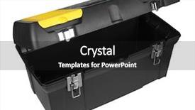  Presentation with suggestion box - Cool new PPT theme with tool box isolated on white backdrop and a  colored foreground