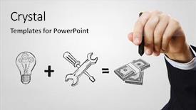  Presentation with cash - Colorful presentation design enhanced with tool cash - close up of businessman drawing backdrop and a white colored foreground