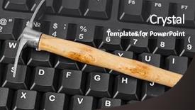  Presentation with bitcoins - Audience pleasing PPT theme consisting of tool cash - computer and pickaxe - bitcoins backdrop and a dark gray colored foreground