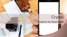  Presentation with space travel - PPT theme featuring tool cash - getting ready with smart phone background and a  colored foreground