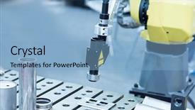  Presentation with cnc machine tool - Presentation theme having tool die - cnc wire cut machine cutting background and a light blue colored foreground