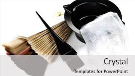  Presentation with emergency kit for survival - Presentation design with tool die - hair dye kit and hair background and a light gray colored foreground