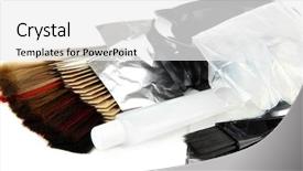  Presentation with media kit - Beautiful PPT layouts featuring tool die - hair dye kit and hair backdrop and a white colored foreground